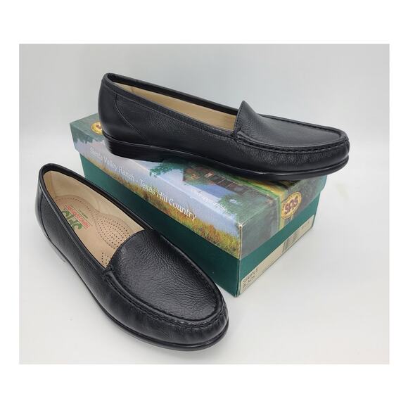 SAS Shoes - SAS Simplify Slip-On Leather Moccasin Loafer Black Tripad Comfort Size 9.5 S Box